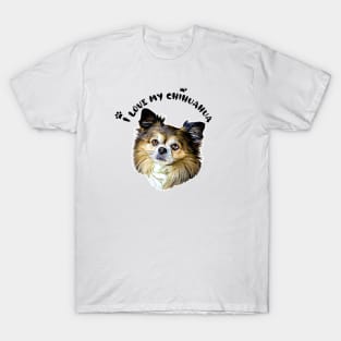 I Love my Chihuahua Cute Chihuahua Dog Face Digital Art T-Shirt